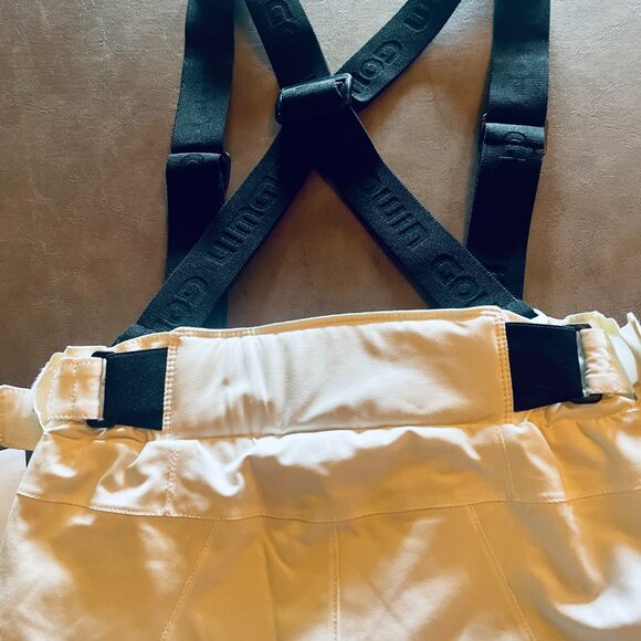 NEW Goldwinn Ladies White Ski Fitted Pants GTEC Stretch W/Black Suspenders - Picture 3 of 14